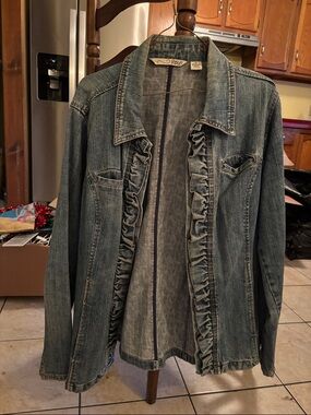 RXB Ruffled Light Blue Denim Jean Jacket